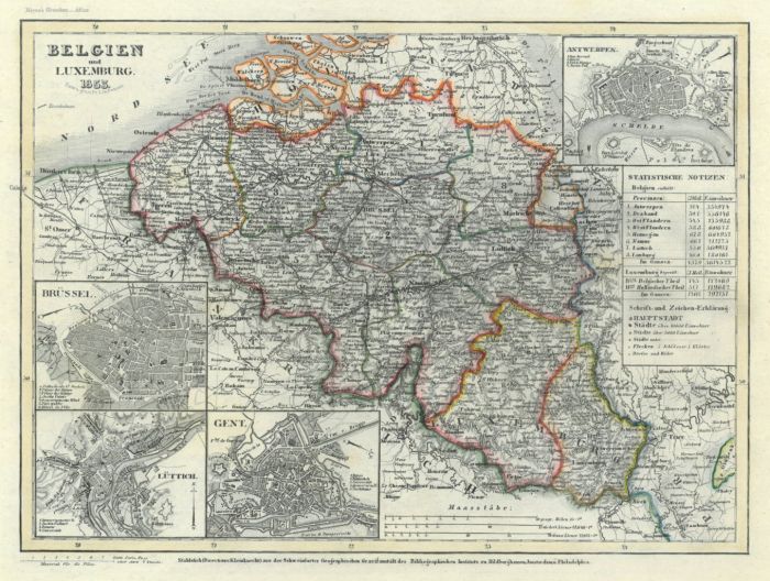Belgien Karte Belgien Und Luxemburg 1849
