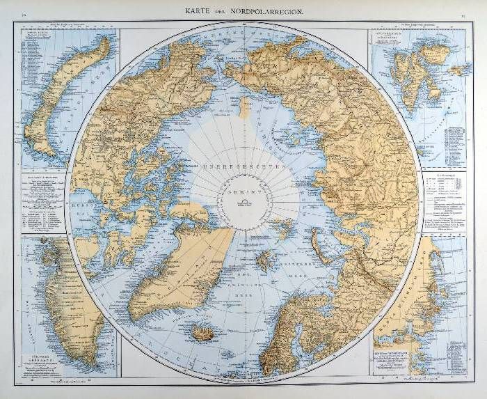 NORDPOL. - Karte. - "Karte der Nordpolarregion". Mit vier Nebenkarten.